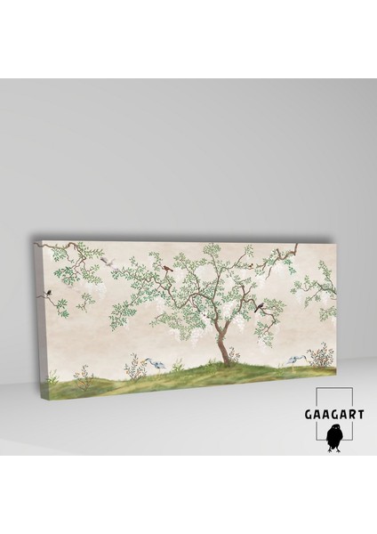 Uzun Panaromik Kanvas Tablo Yeşil Yapraklı Doğa ve Ağaç Görseli fiyatları