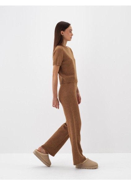Kadın Camel Yumuşak Dokulu Oversize Pantolon fiyatları
