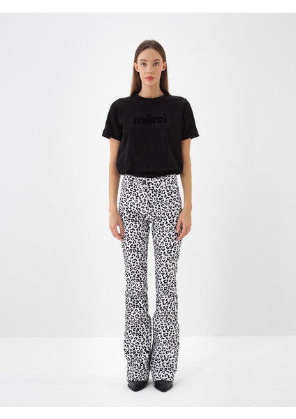 Kadın Siyah Pamuk Dokulu Slim Fit Pantolon