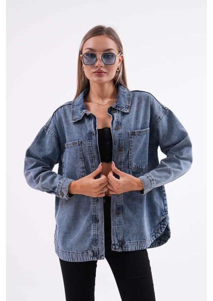 Kadın Çift Cep Detaylı Düğme Kapamalı Kot Ceket 245240 - fiyatları