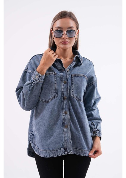 Kadın Çift Cep Detaylı Düğme Kapamalı Kot Ceket 245240 - modelleri