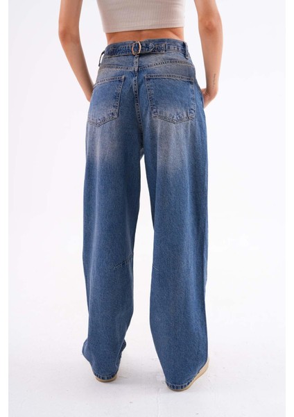 Kadın Beli Kemer Detaylı Kot Pantolon 245037 - indirimleri