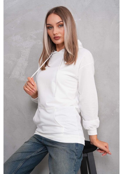 Kadın Kanguru Cepli Kapüşonlu Iki Iplik Sweatshirt 245099 - fiyatları