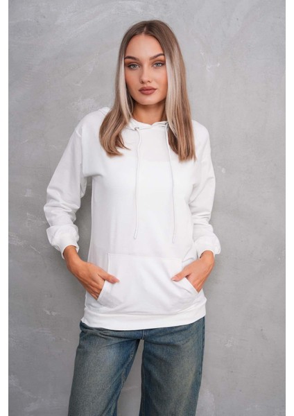 Kadın Kanguru Cepli Kapüşonlu Iki Iplik Sweatshirt 245099 - fırsatları