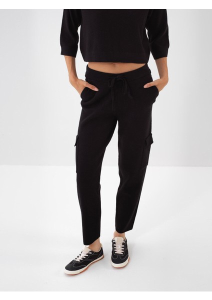 Kadın Siyah Doğal Yün Dokulu Regular Fit Pantolon modelleri