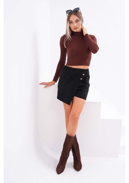 Kadın Düğme Detaylı Etek Görünümlü Süet Şort 245187 - fiyatları