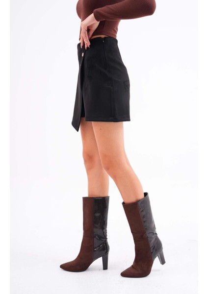 Kadın Düğme Detaylı Etek Görünümlü Süet Şort 245187 - fırsatları