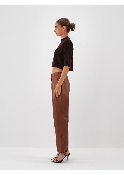 Kadın Kahverengi Doğal Yün Dokulu Oversize Kazak modelleri