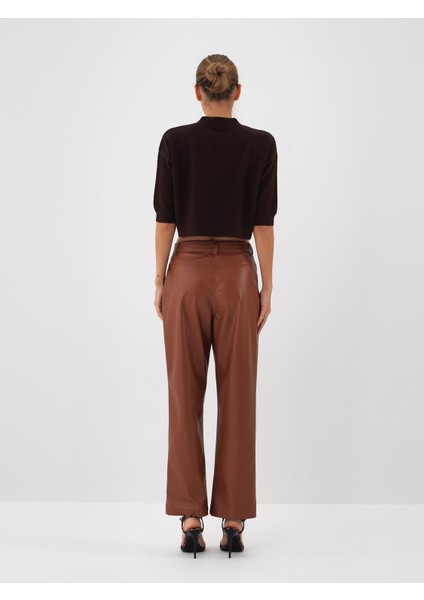 Kadın Kahverengi Doğal Yün Dokulu Oversize Kazak fırsatları