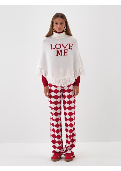 Kadın Ekru Yumuşak Dokulu Regular Fit Panço