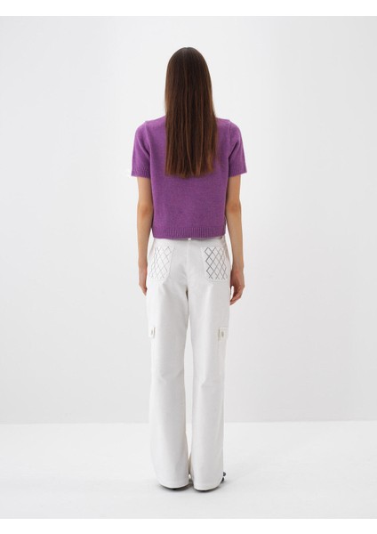 Kadın Beyaz Lüks Dokulu Soft Kadife Oversize Pantolon fırsatları