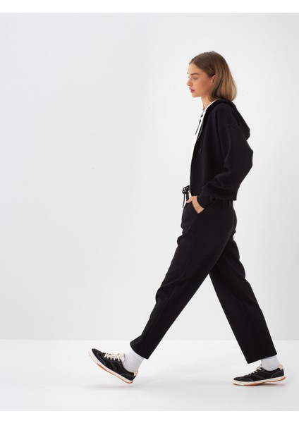 Kadın Siyah Pamuk Dokulu Oversize Sweat Pantolon fiyatları