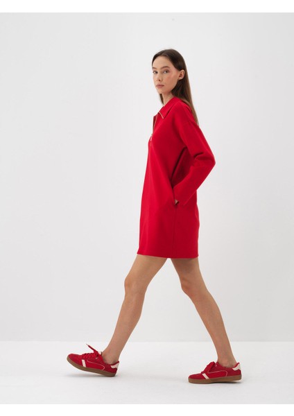 Kadın Kırmızı Pamuk Dokulu Oversize Elbise fiyatları