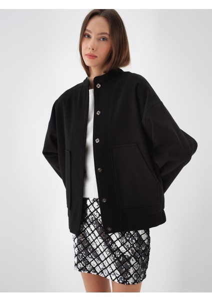 Kadın Siyah Esnek Dokulu Oversize Ceket fiyatları