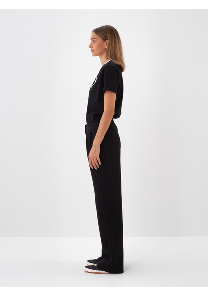 Kadın Siyah Pamuk Dokulu Oversize Sweat Pantolon modelleri