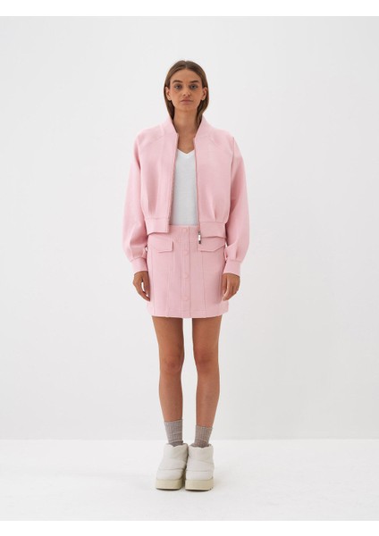 Kadın Pembe Pamuk Dokulu Regular Fit Sweatmont