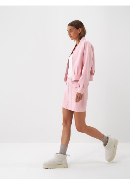 Kadın Pembe Pamuk Dokulu Regular Fit Sweatmont fiyatları