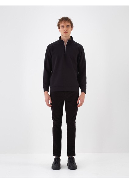 Erkek Siyah Pamuk Dokulu Regular Fit Sweatshirt