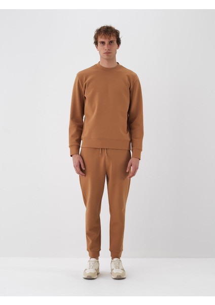 Erkek Camel Pamuk Dokulu Regular Fit Sweatshirt