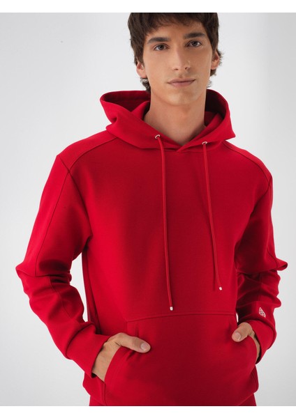 Erkek Kırmızı Pamuk Dokulu Regular Fit Sweatshirt fiyatları