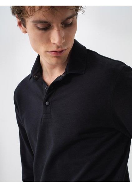 Erkek Siyah Pamuk Dokulu Regular Fit Uzun Kollu Tişört fiyatları