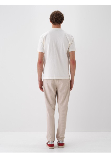 Erkek Ekru Pamuk Dokulu Regular Fit Tişört fırsatları