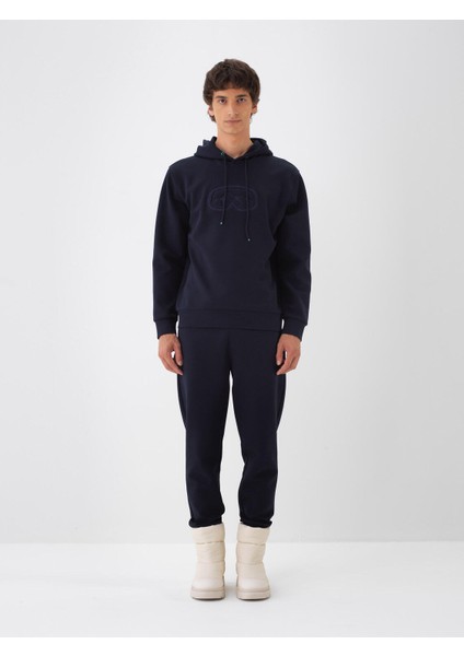 Erkek Lacivert Pamuk Dokulu Regular Fit Sweatshirt