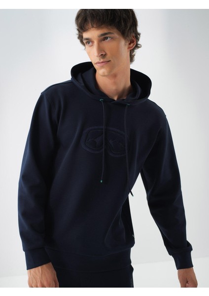 Erkek Lacivert Pamuk Dokulu Regular Fit Sweatshirt fiyatları