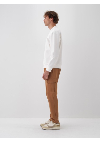 Erkek Ekru Pamuk Dokulu Regular Fit Sweatshirt modelleri