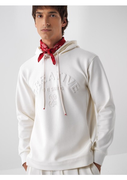 Erkek Ekru Pamuk Dokulu Regular Fit Sweatshirt fiyatları
