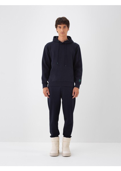 Erkek Lacivert Pamuk Dokulu Regular Fit Sweatshirt