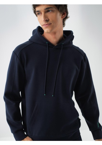 Erkek Lacivert Pamuk Dokulu Regular Fit Sweatshirt fiyatları