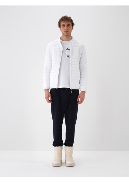 Erkek Beyaz Formunu Koruyan Regular Fit Mont