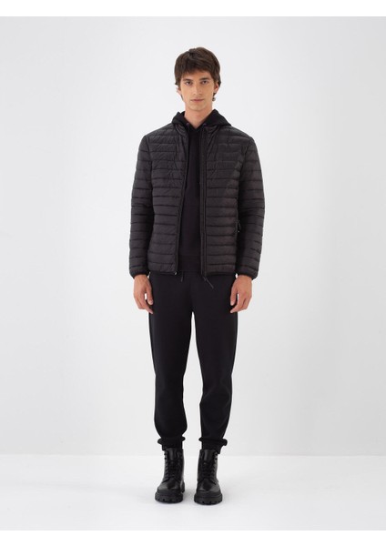 Erkek Siyah Formunu Koruyan Regular Fit Mont