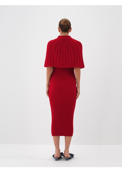 Kadın Kırmızı Doğal Yün Dokulu Regular Fit Elbise fırsatları