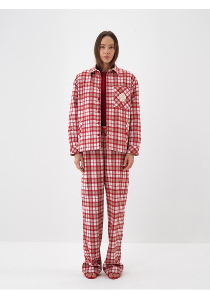 Kadın Kırmızı Formunu Koruyan Oversize Pantolon