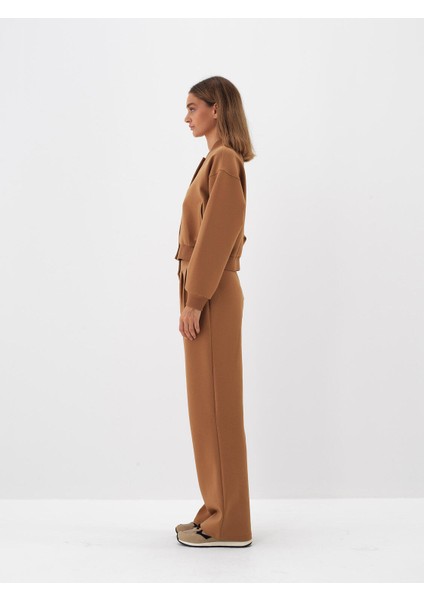 Kadın Camel Pamuk Dokulu Oversize Sweatmont modelleri