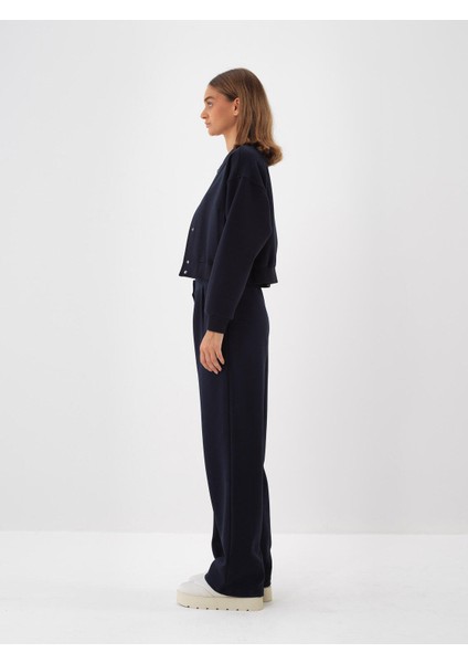 Kadın Lacivert Pamuk Dokulu Oversize Sweatmont modelleri