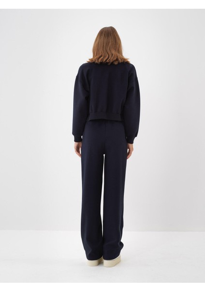 Kadın Lacivert Pamuk Dokulu Oversize Sweatmont fırsatları