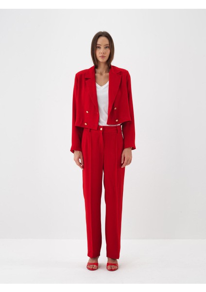 Kadın Kırmızı Formunu Koruyan Regular Fit Ceket