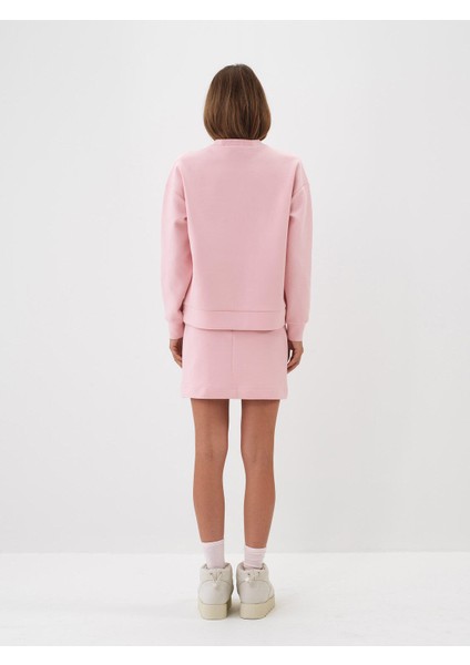 Kadın Pembe Pamuk Dokulu Oversize Sweatshirt fırsatları