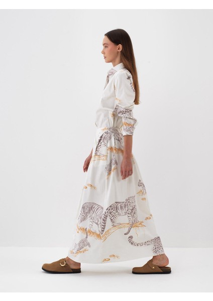 Kadın Ekru Pamuk Dokulu Regular Fit Gömlek fiyatları