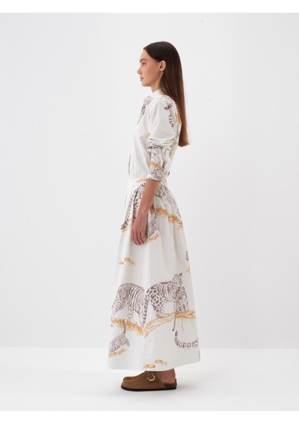 Kadın Ekru Pamuk Dokulu Regular Fit Gömlek modelleri