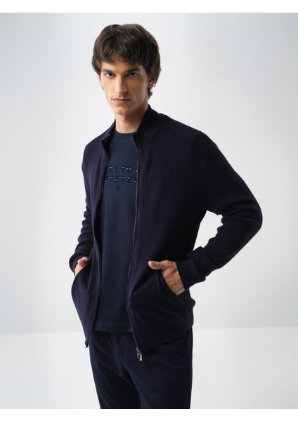 Erkek Lacivert Doğal Yün Dokulu Regular Fit Hırka fiyatları
