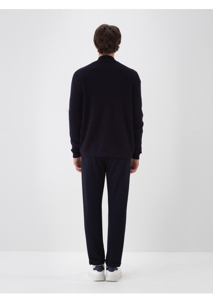 Erkek Lacivert Doğal Yün Dokulu Regular Fit Hırka fırsatları