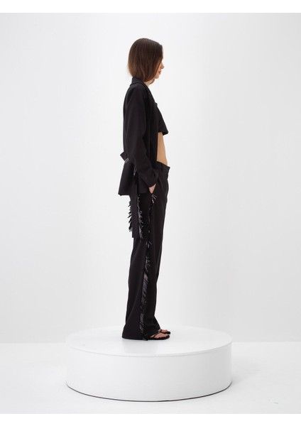 Kadın Siyah Esnek Dokulu Oversize Ceket modelleri