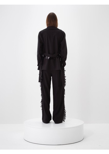 Kadın Siyah Esnek Dokulu Oversize Ceket fırsatları