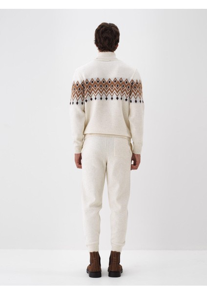 Erkek Kahverengi Doğal Yün Dokulu Regular Fit Kazak indirimleri