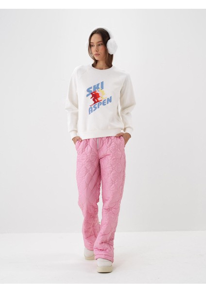 Kadın Ekru Pamuk Dokulu Regular Fit Sweatshirt fiyatları