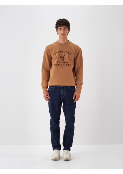 Erkek İndigo Pamuk Dokulu Slim Fit Denim Pantolon